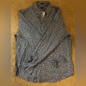 J. Crew Blue and Pink Floral Button-Down Shirt